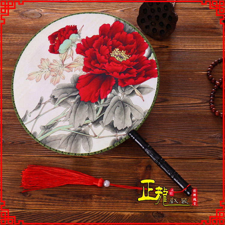 西安古典中国风团扇空白扇跳舞蹈扇 真丝宫扇
