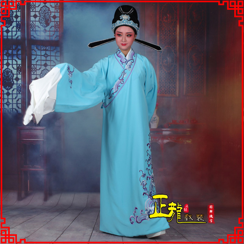 西安梁祝才子唐伯虎黄梅戏古装褶子草波纹小生衣